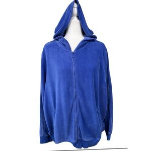 Sag Harbor Womens Blue 2xl Long Sleeves Full Zip Hoodie